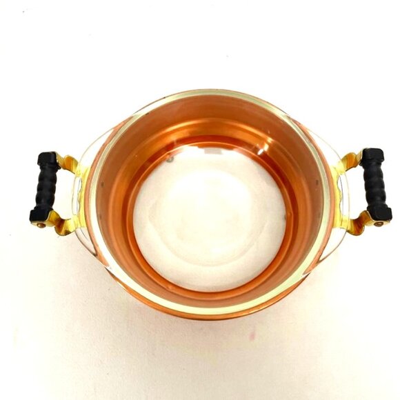 Vintage Copper Carrier with Glass Casserole Insert Handles Footed - Picture 5 of 8